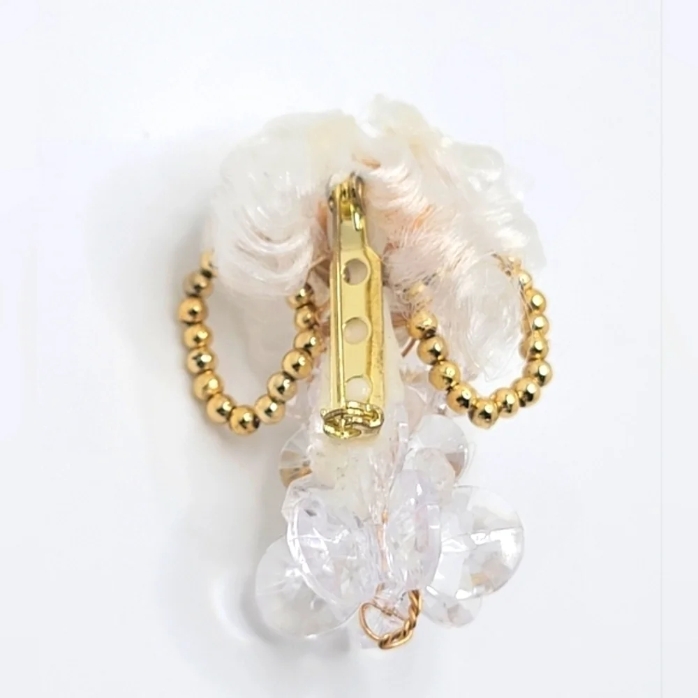 Vintage Beaded Brooch Pin Angel